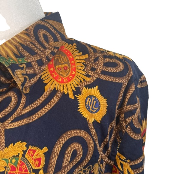 Lauren Ralph Lauren Women's collared shirt with rope and gold medallion design - Picture 5 of 9